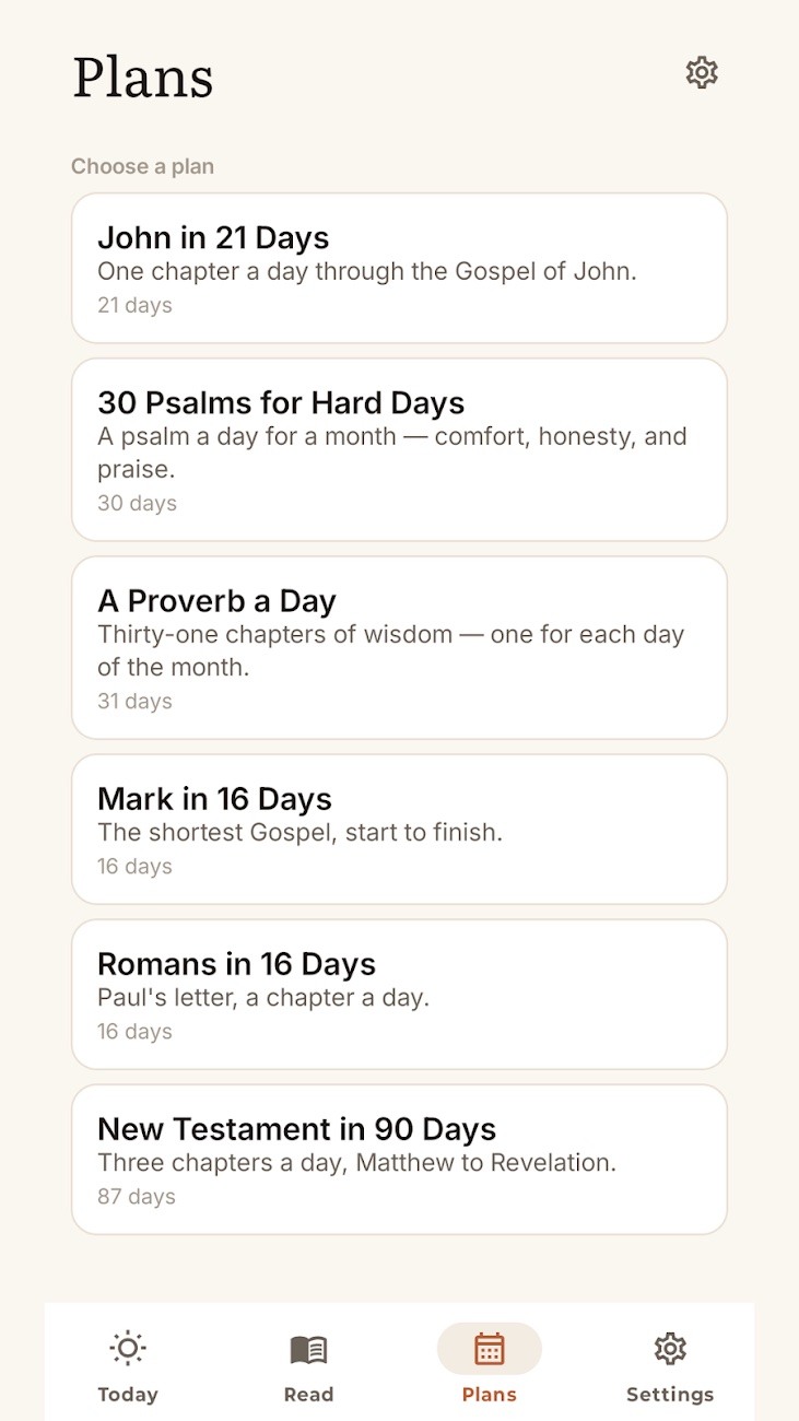 Faith Daily Bible reading plans