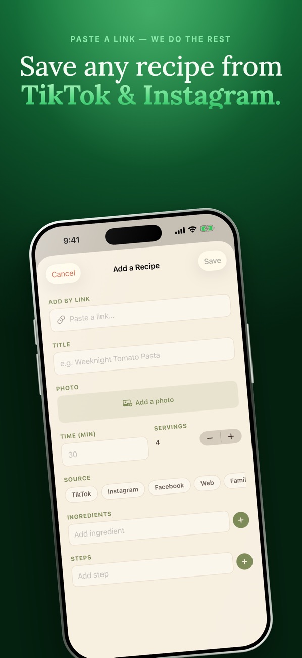 Recipella: save any recipe from TikTok and Instagram