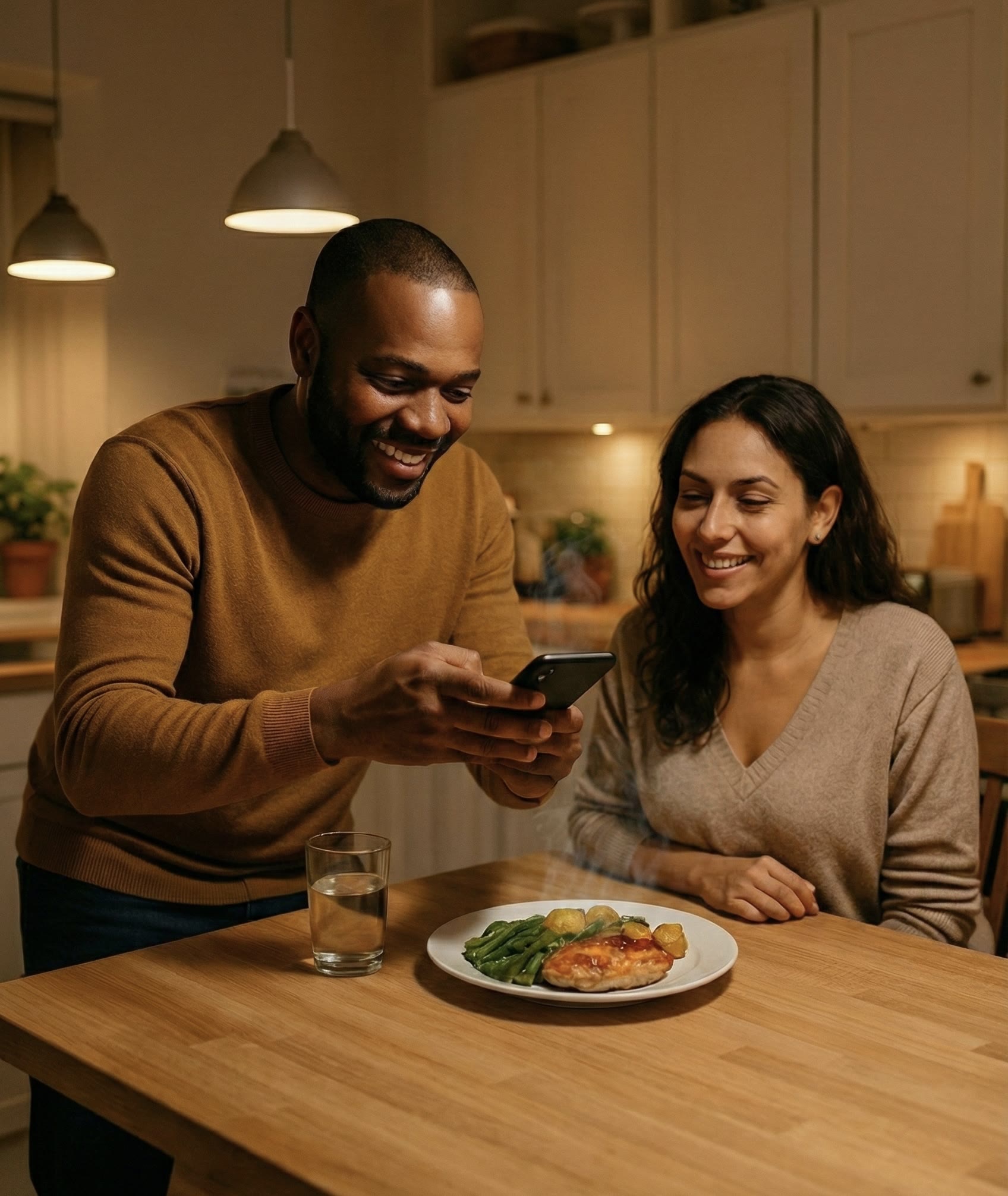 Couple using HealthyOne to photograph their meal