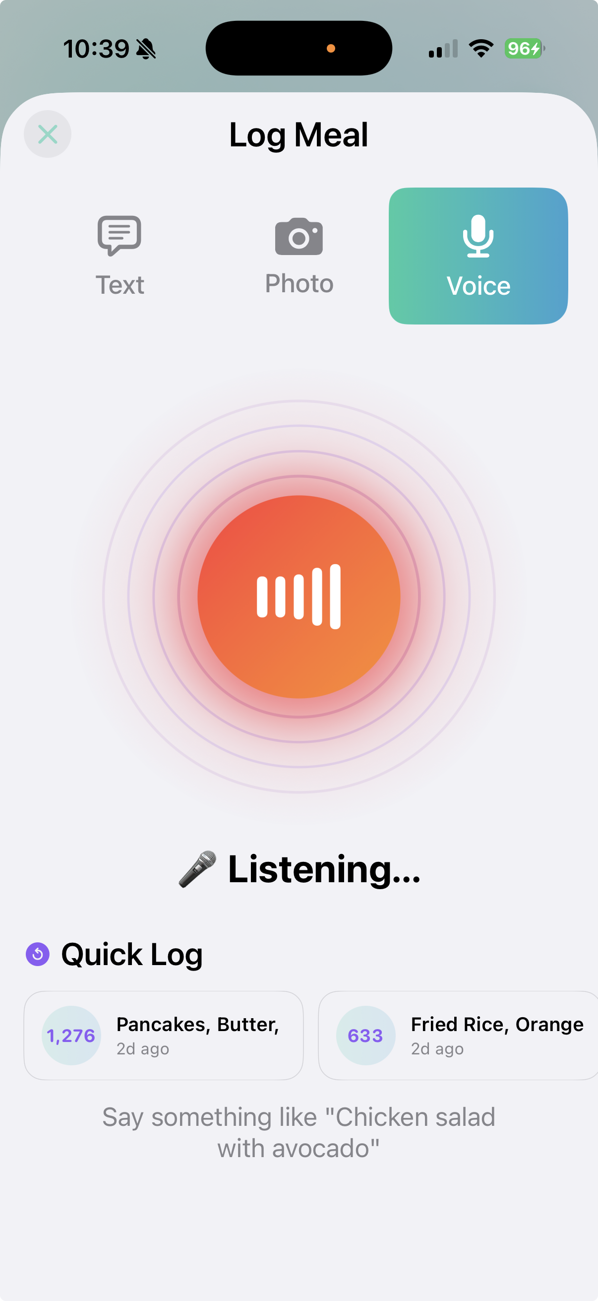 HealthyOne Meal Logging
